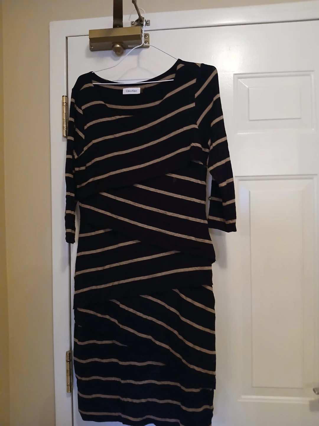 Calvin Klein Striped Ruched Dress