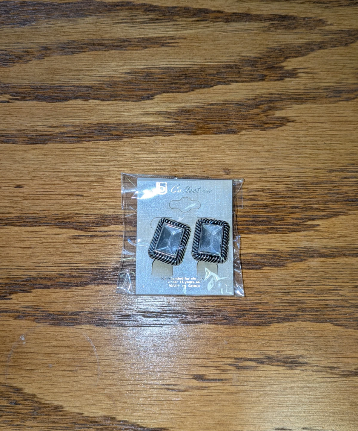 Clip on earrings silver tone rectangle jewelry - photo 3