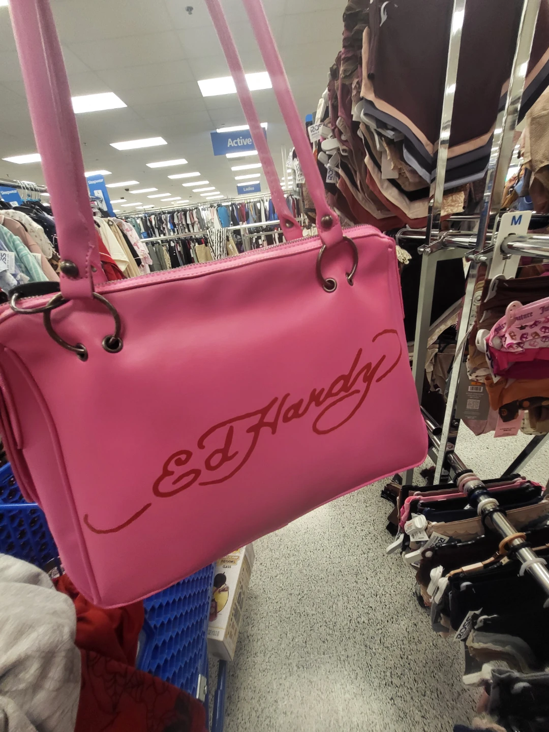 Ed Hardy Pink Tiger & Skull Shoulder Bag