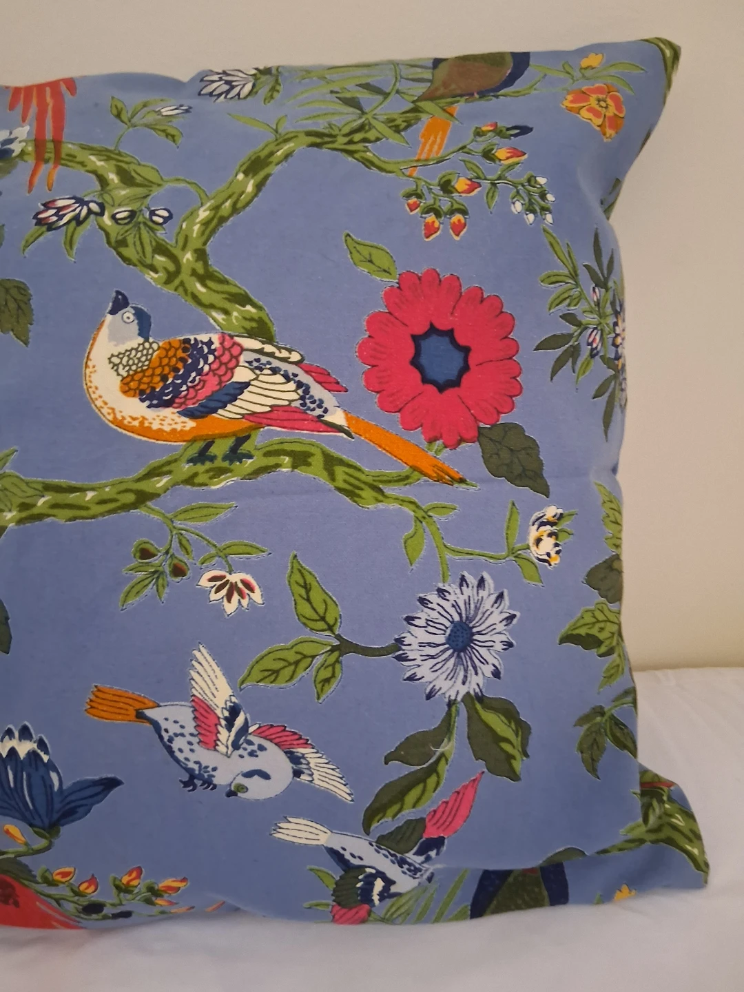 New Decorative Throw Pillow Cover - Blue Floral Bird Pattern - photo 5