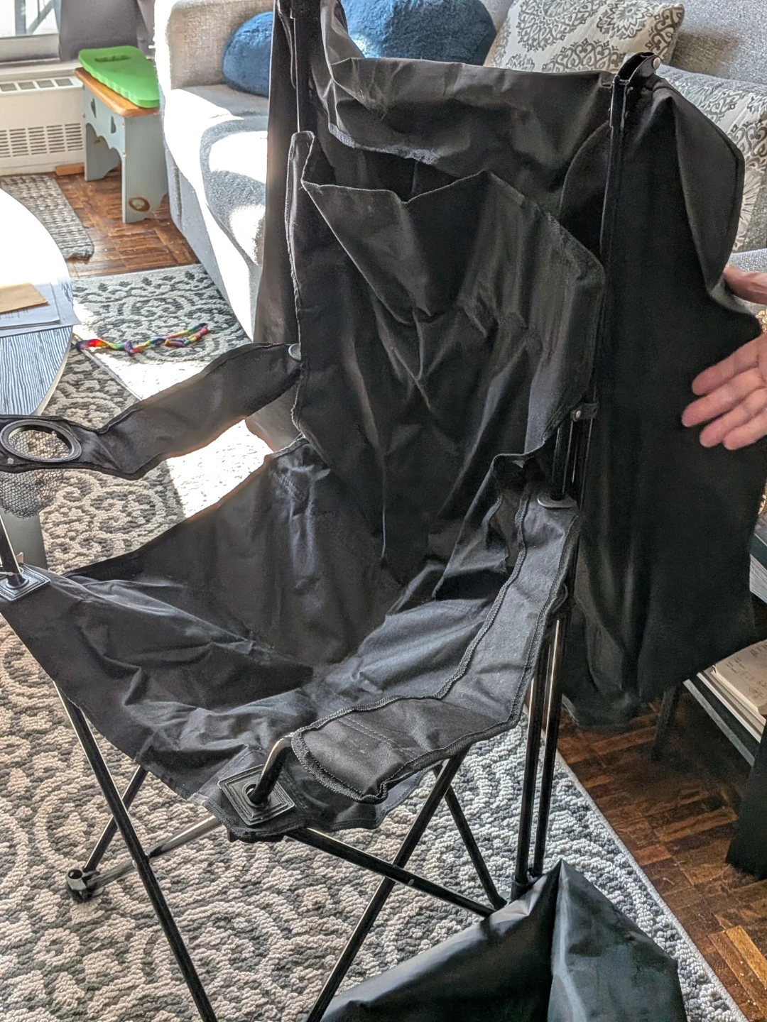 Black Folding Camping Chair with Canopy