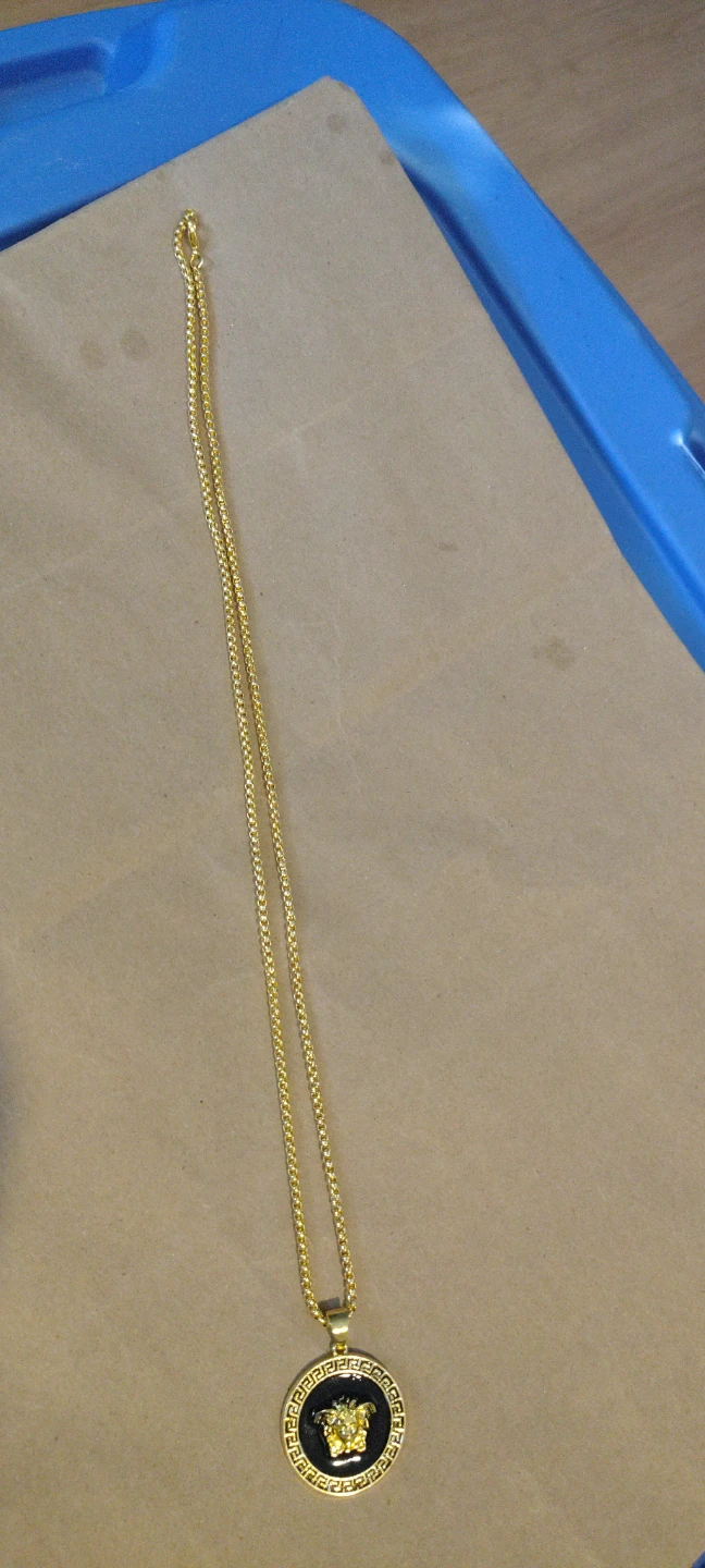 Gold plated Chain Necklace with Medusa Pendant - photo 2