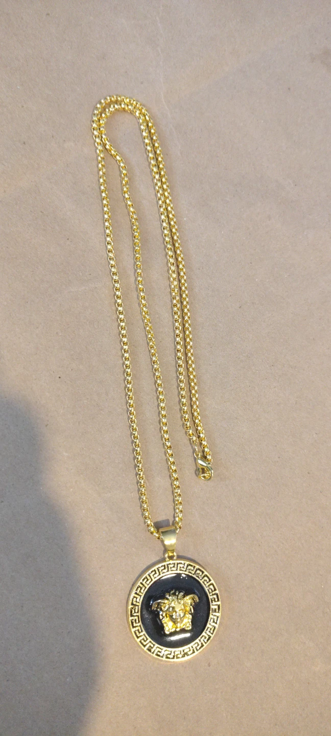 Gold plated Chain Necklace with Medusa Pendant - photo 3