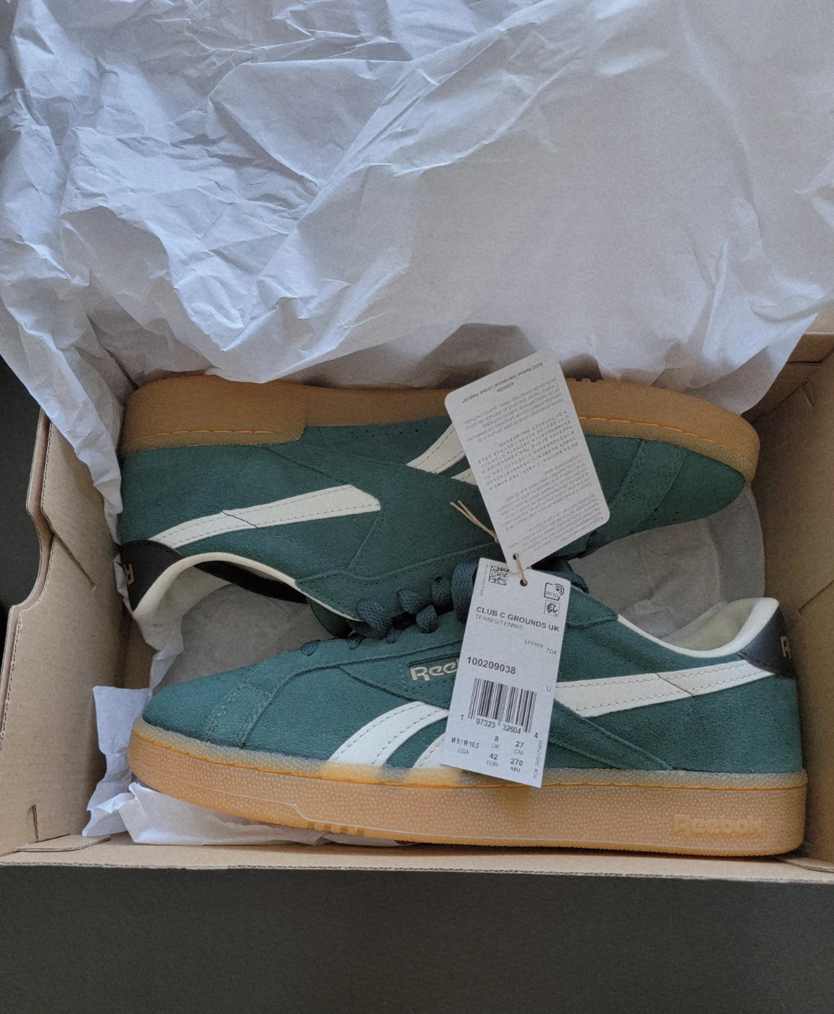 Reebok Club C Grounds UK unisex Shoes Green/Black/Gum - photo 3