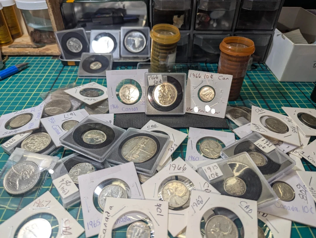 80% silver Canadian Coins 1966 50 cent 25 cent 10 cent lot - photo 2