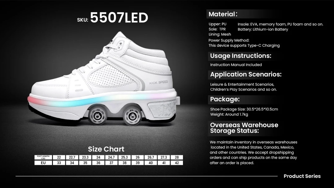 White Kick Speed Roller Shoes - photo 4