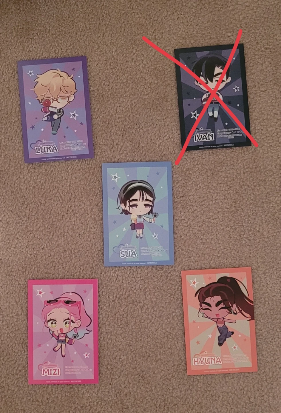 Chibi Character Photocards - Luka, Ivan, Sua, Mizi, Hyuna