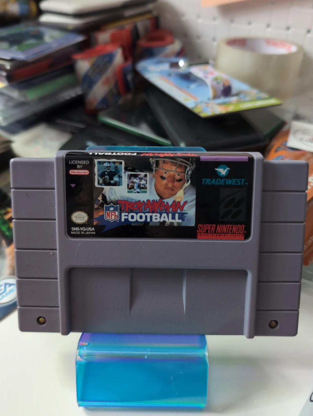 Troy Aikman NFL Football Super Nintendo Game Cartridge