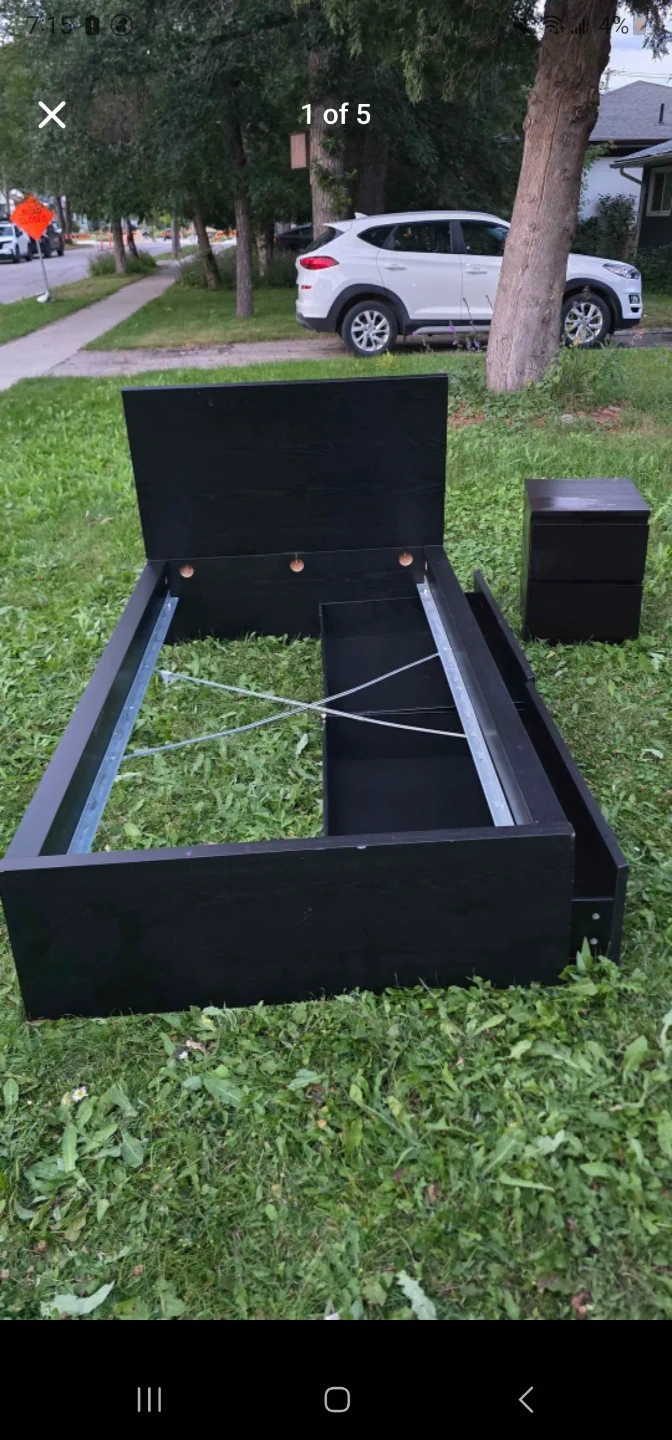 Black Bed Frame with Storage
