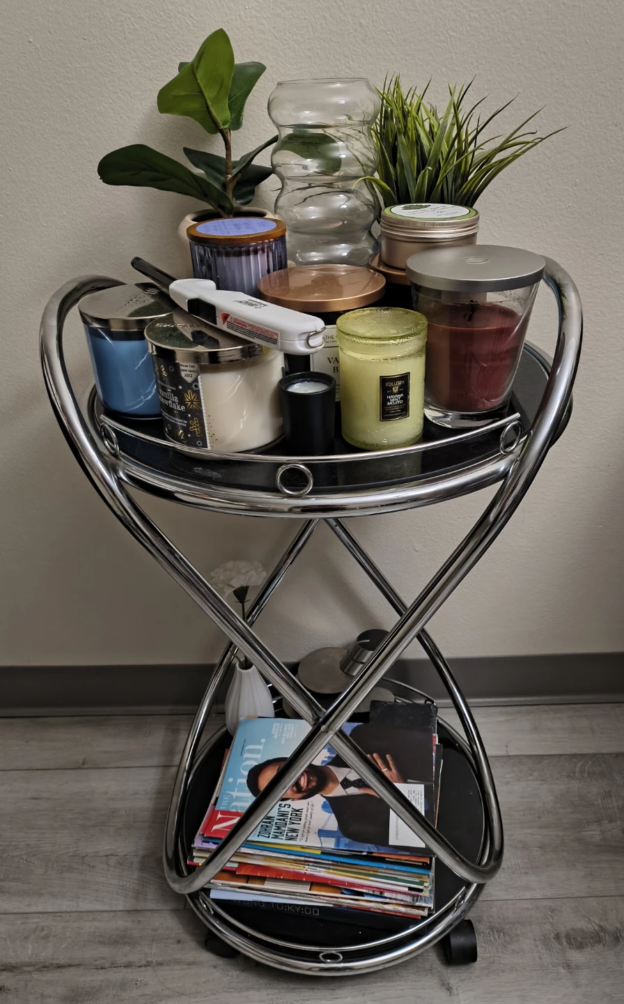 Chrome bar cart rolling cart