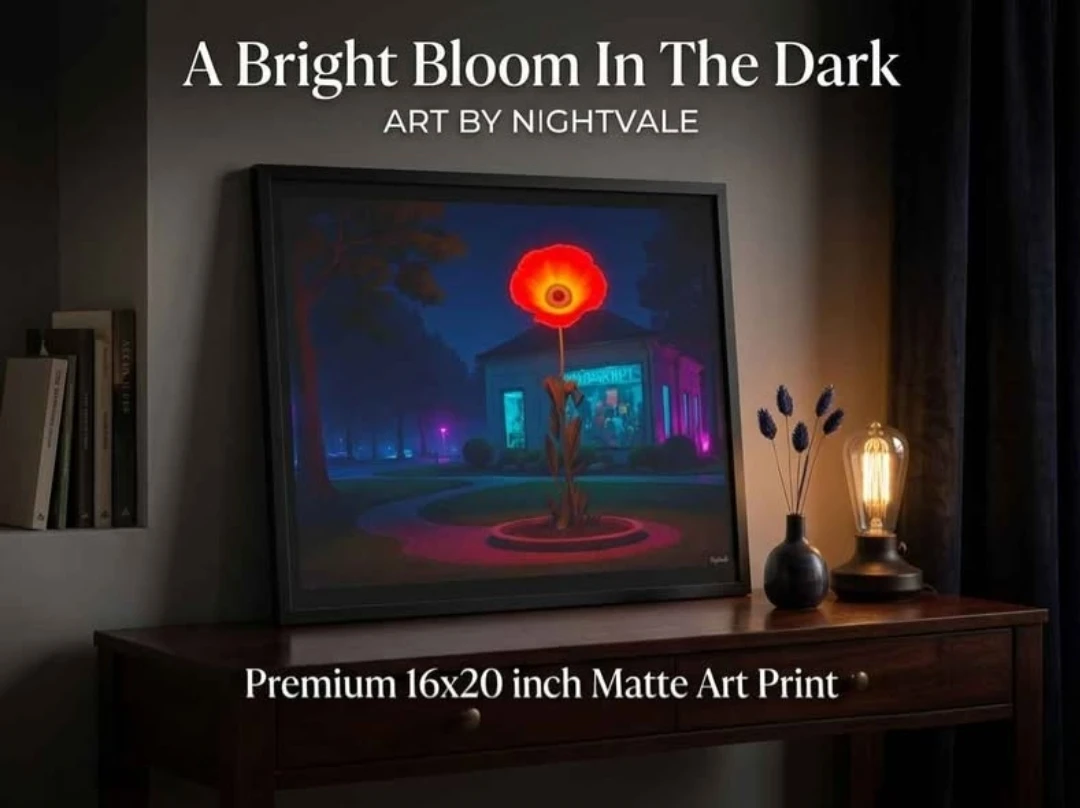 Nightvale-A Bright Bloom In The Dark 16" by 20" Matte Art Print