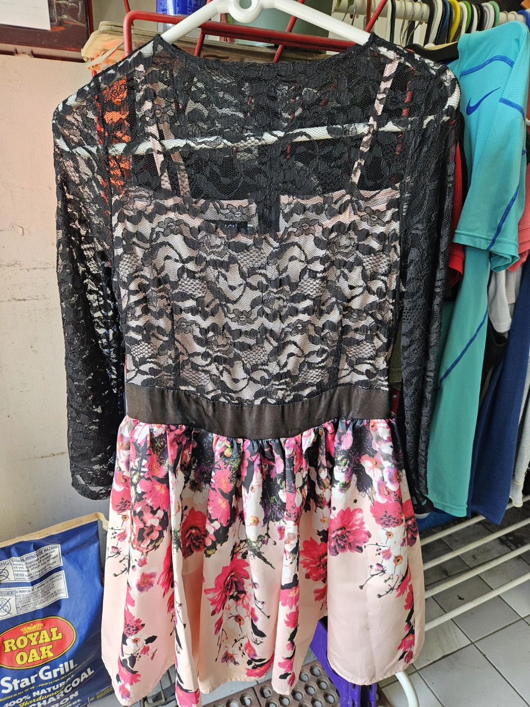 Black Lace Floral Dress