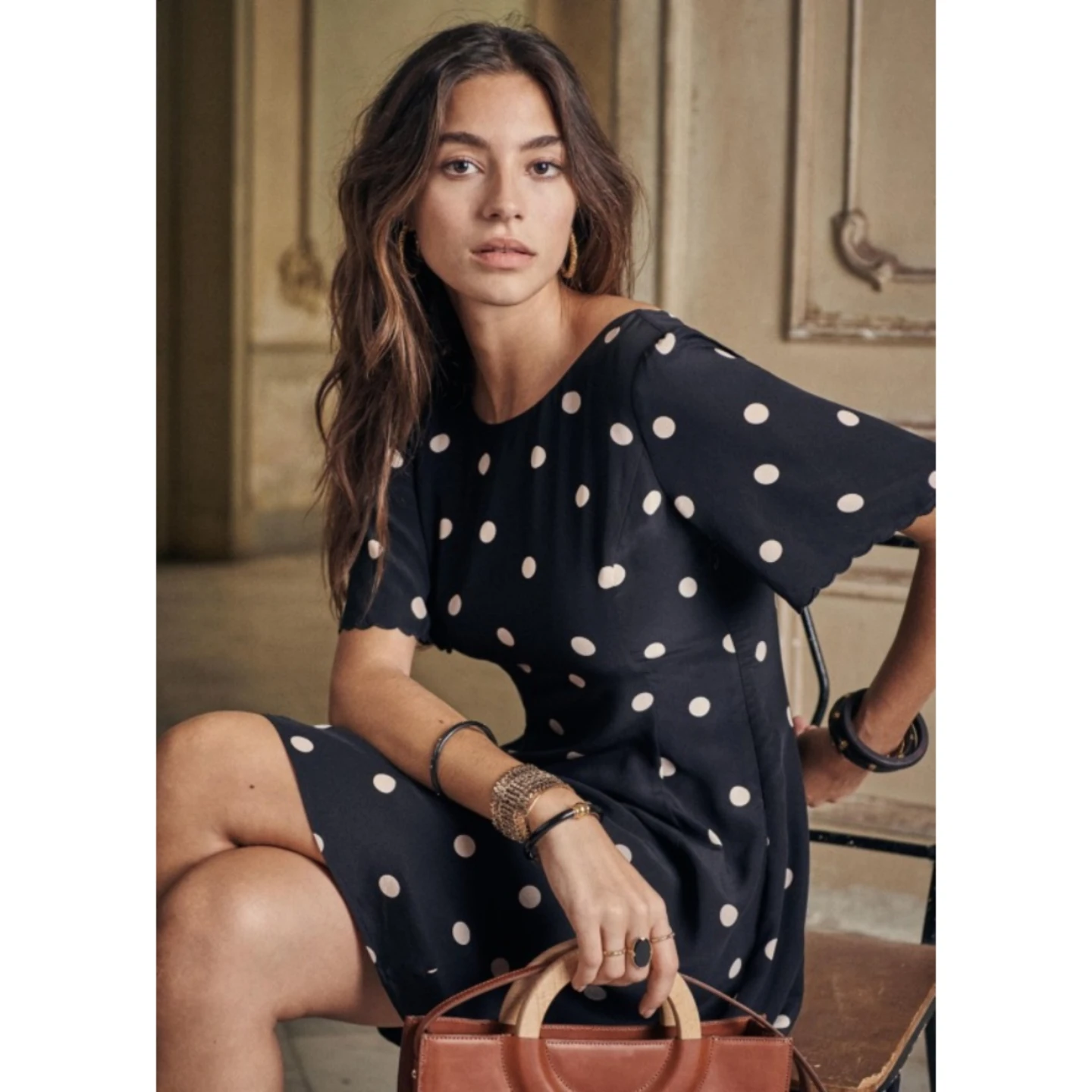 Sezane Polka dot short sleeve mini dress - photo 4