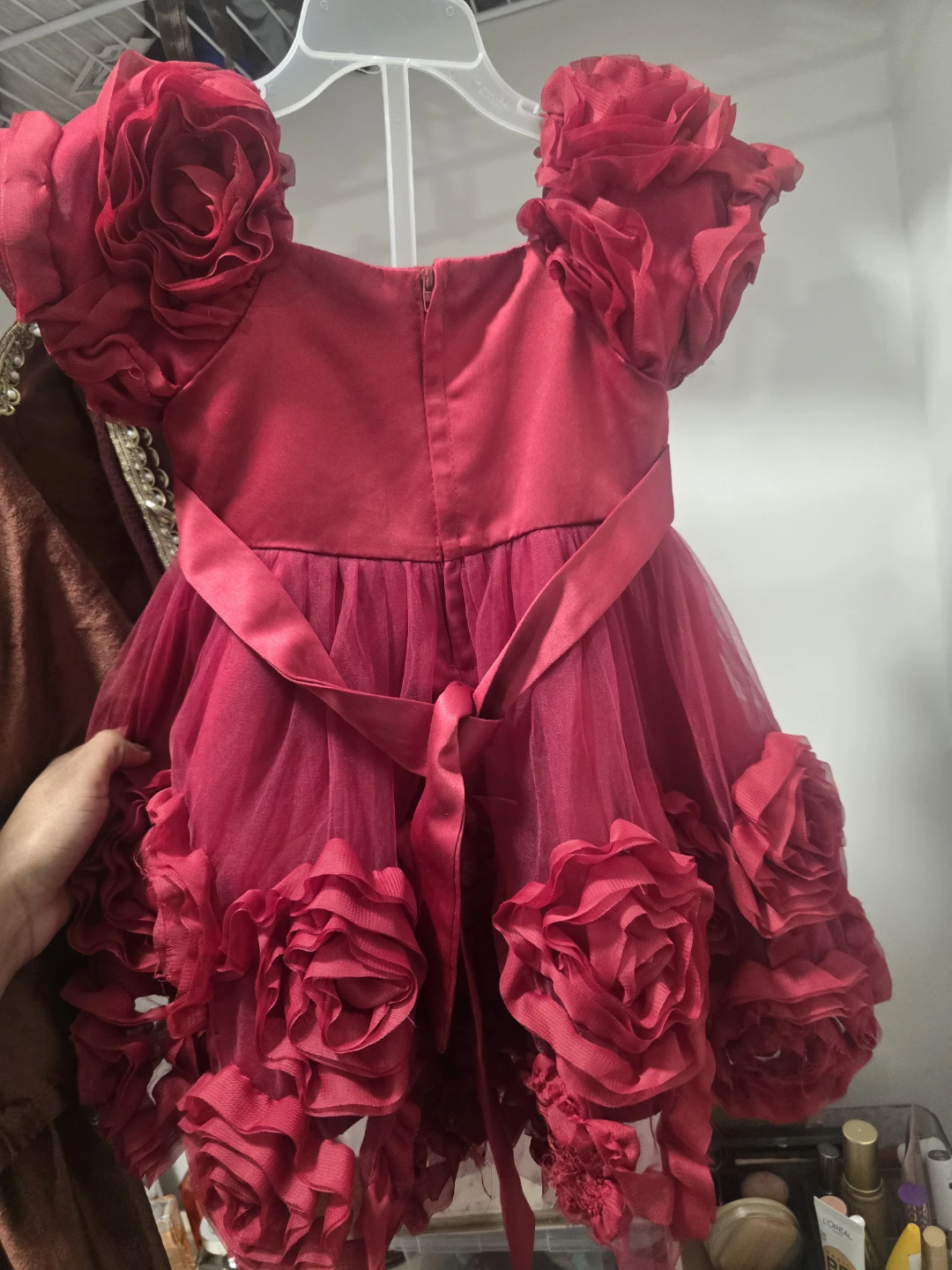 Red sequin and floral tulle party dress - photo 2