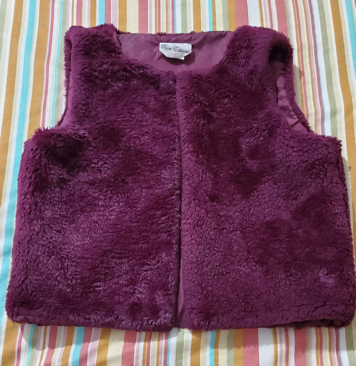 Rare Editions Kids Purple Faux Fur Vest