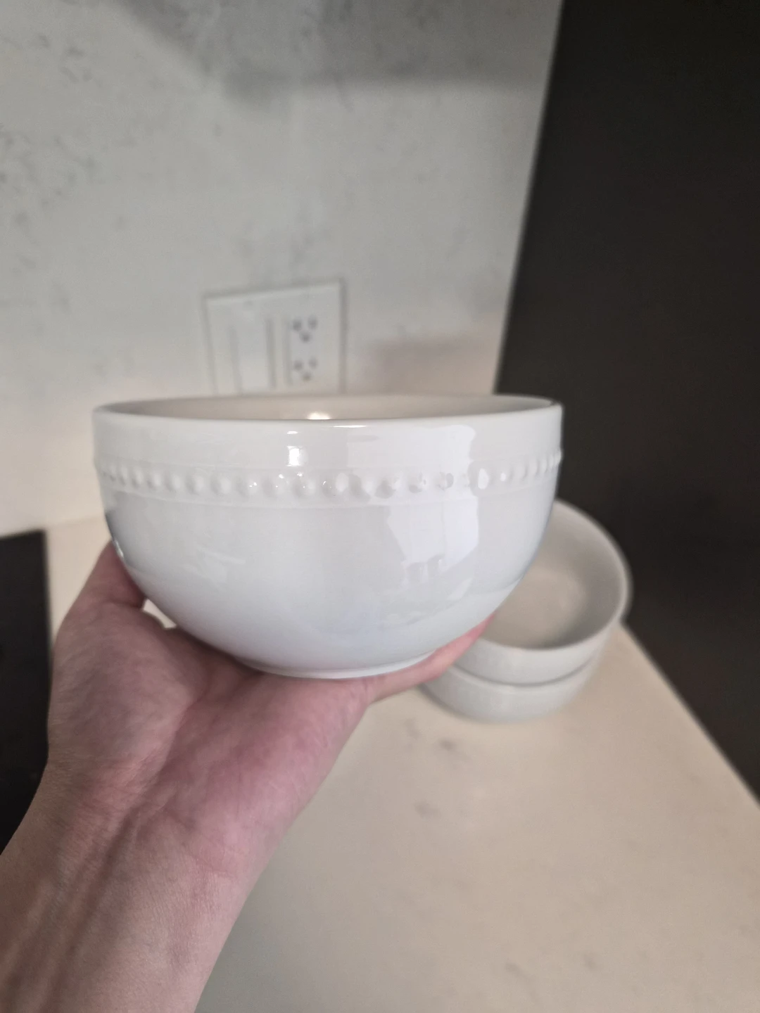 Set of 4 White Beaded Soup Bowls - photo 2