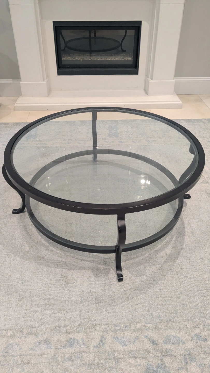 Round Glass & Metal Coffee Table & Console