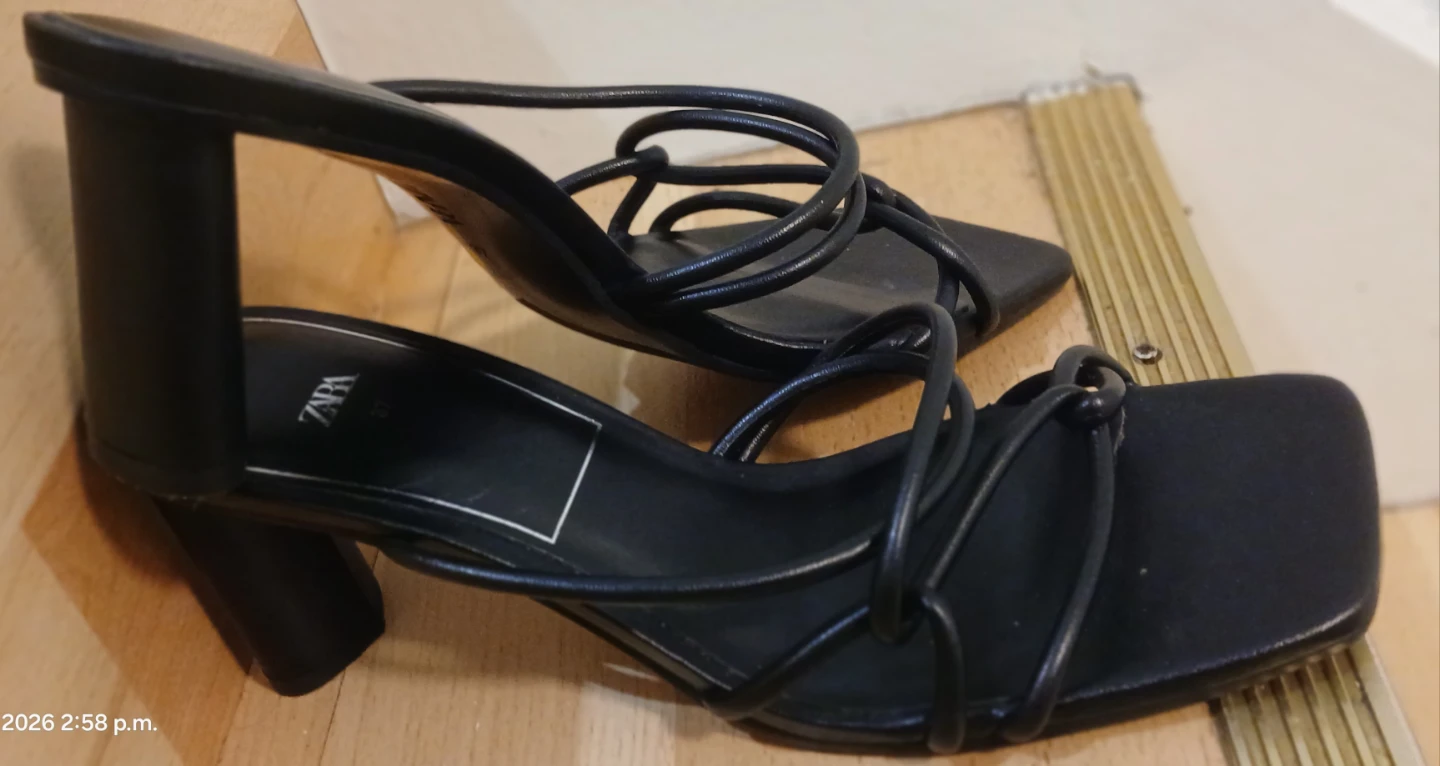 ZARA Black Strappy Block Heel Sandals - Size 37 - photo 2