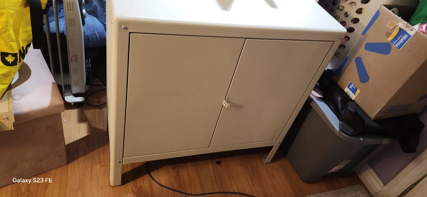 Cream Metal Two-Door Cabinet