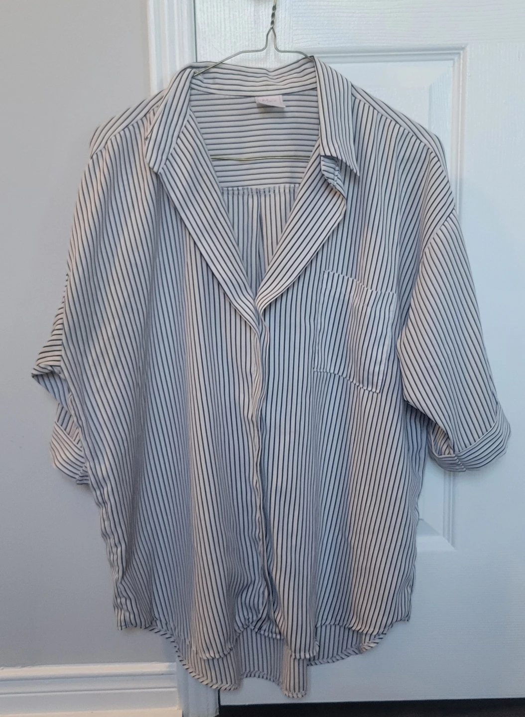 Striped Half-Sleeve Collared Shirt