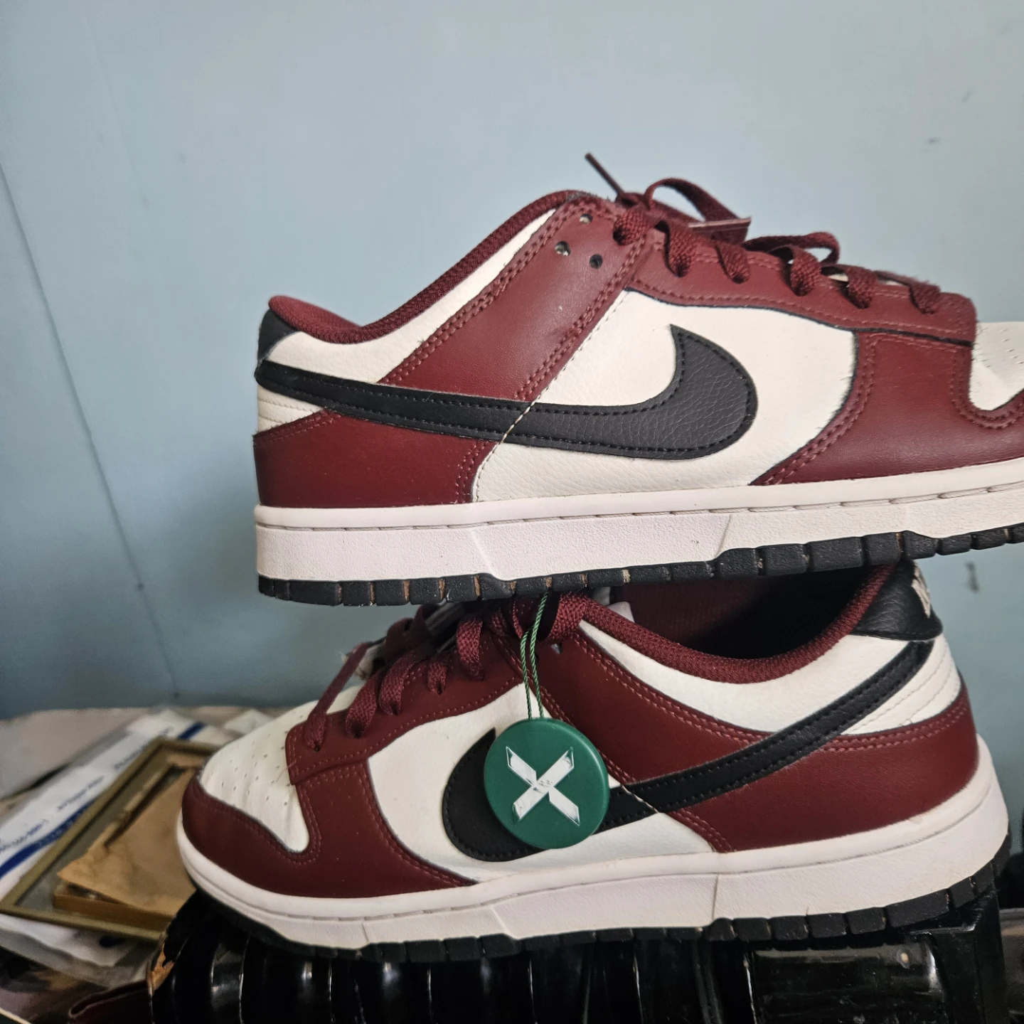 Nike Dunk Low Burgundy and White Sneakers