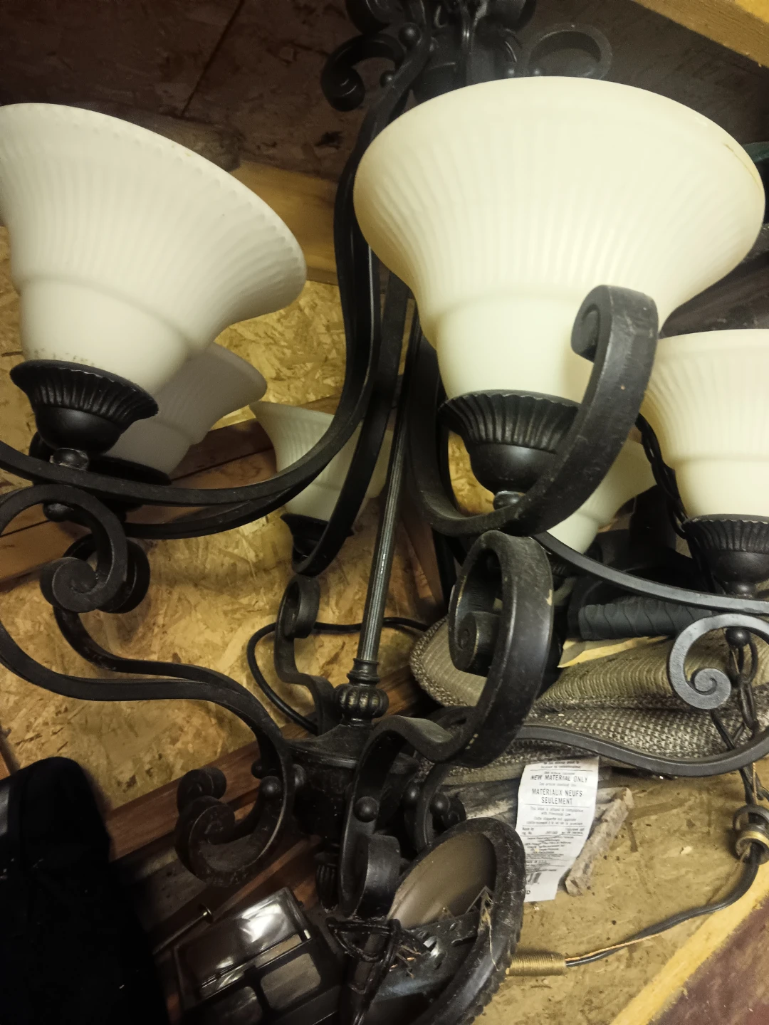 Black Chandelier with Frosted Glass Shades