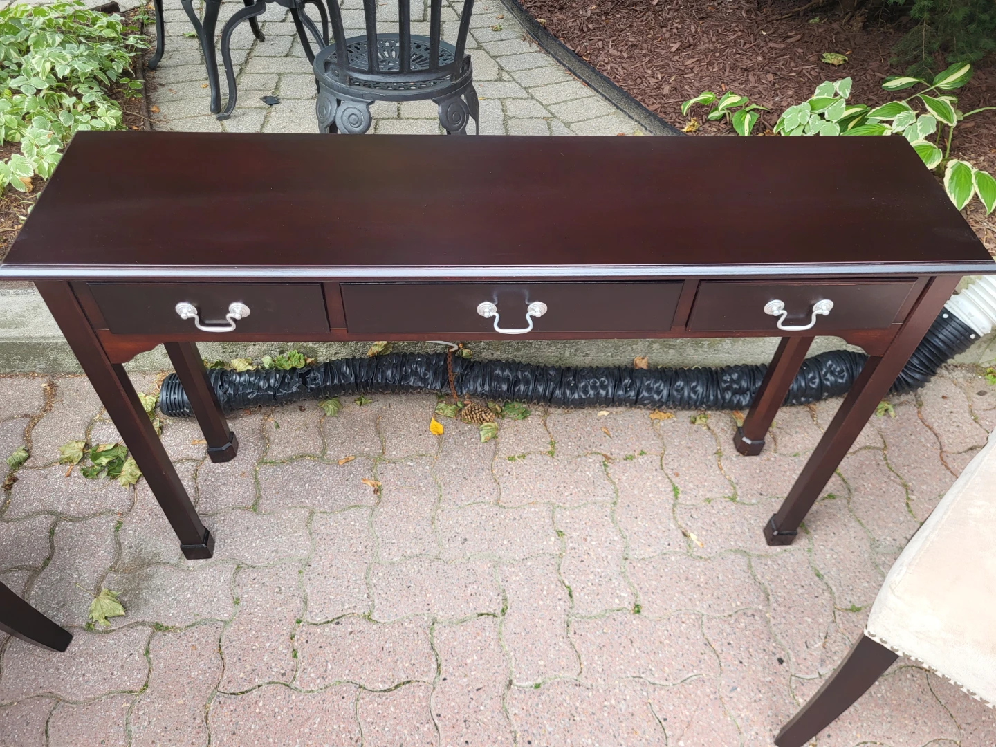 Dark Wood Console Table with Drawers