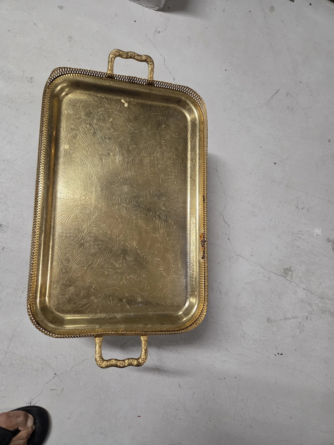 Ornate Gold-Tone Serving Tray - photo 2