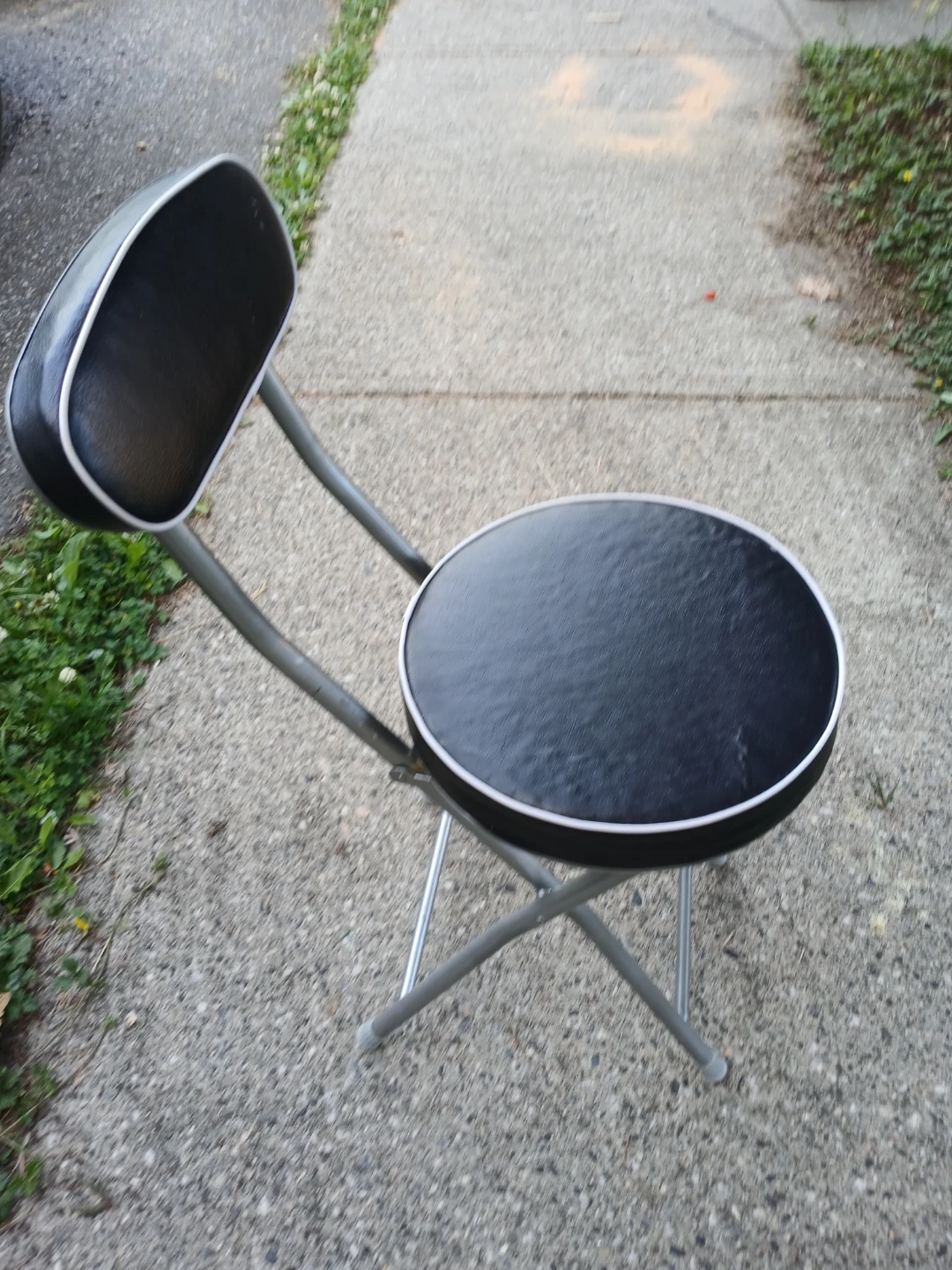 Black Padded Stool with Backrest
