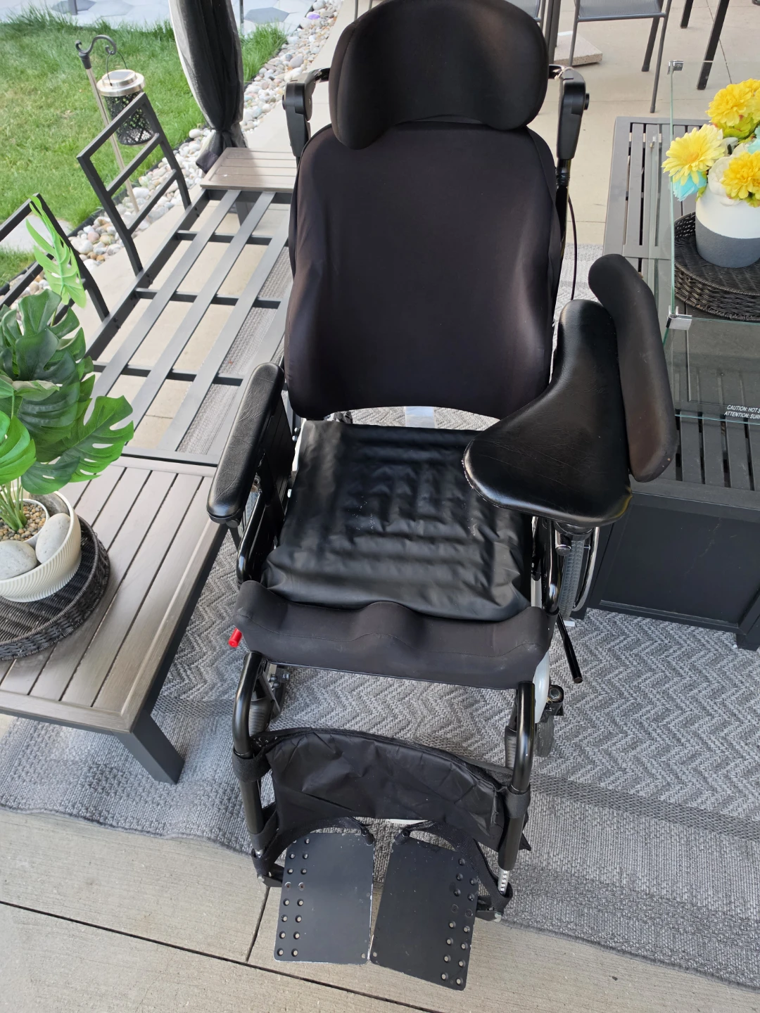 Reclining Wheelchair with Headrest and Footrests