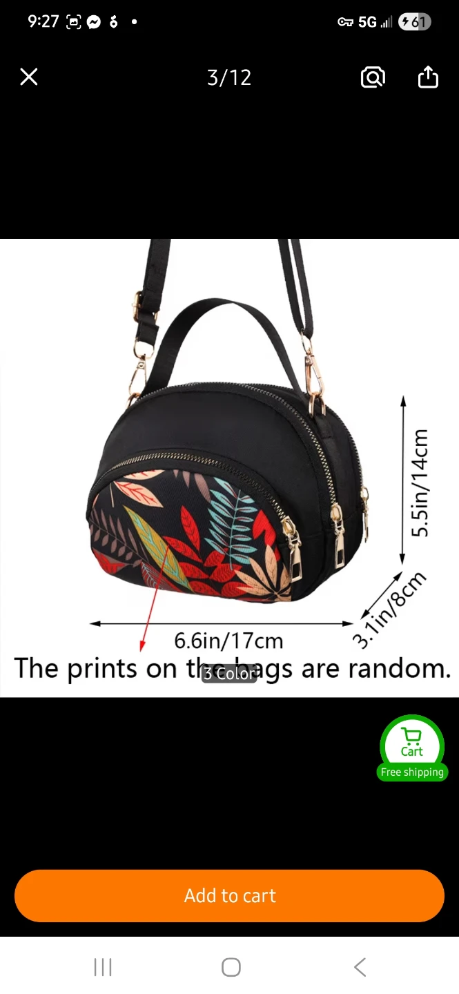 Black Sage Flower Print Crossbody Bag - photo 2