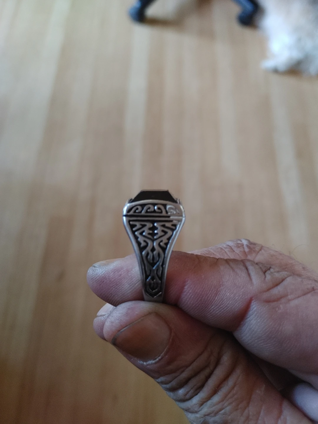 Men's Black Stone Ring - photo 3