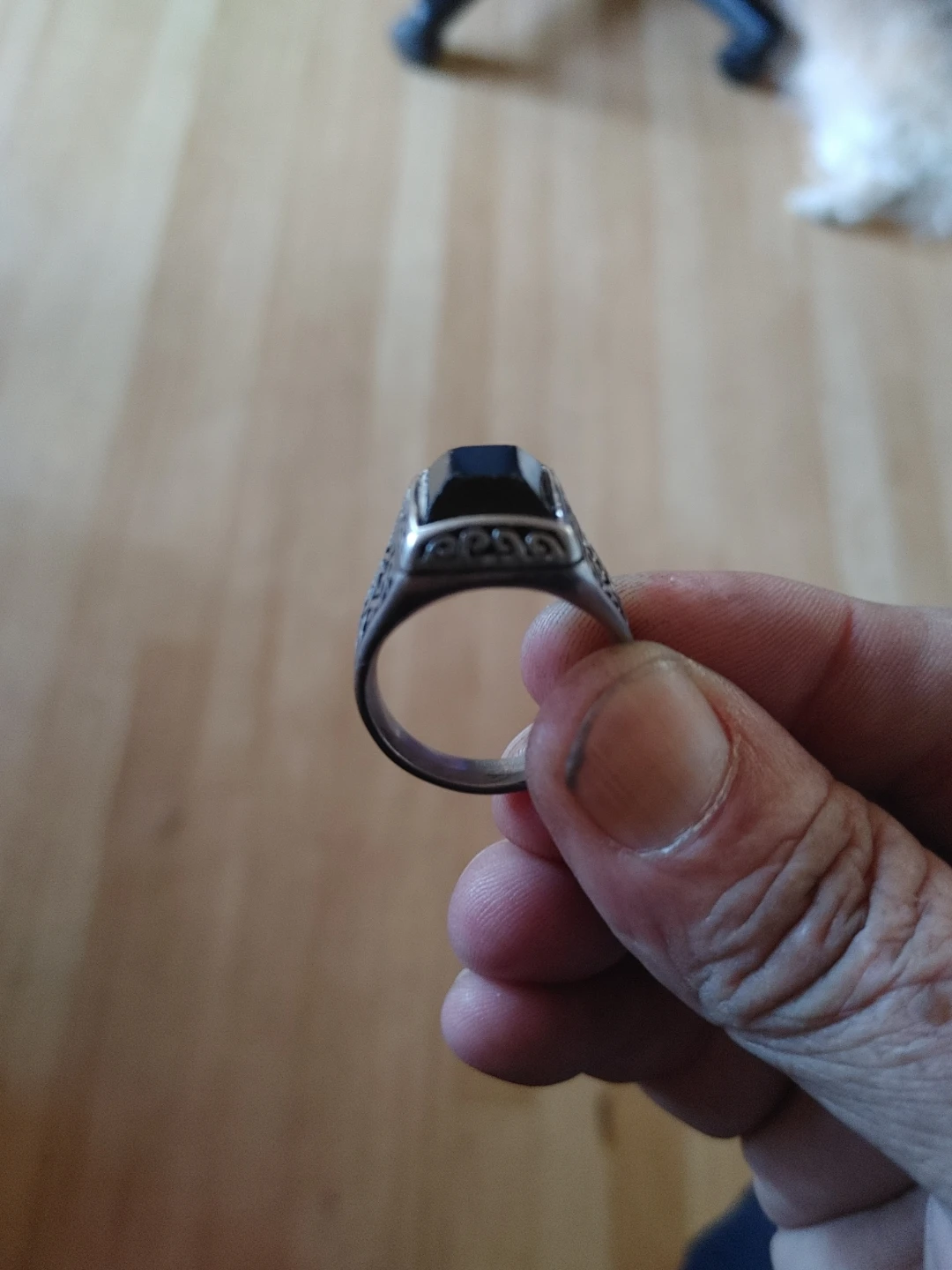 Men's Black Stone Ring - photo 4