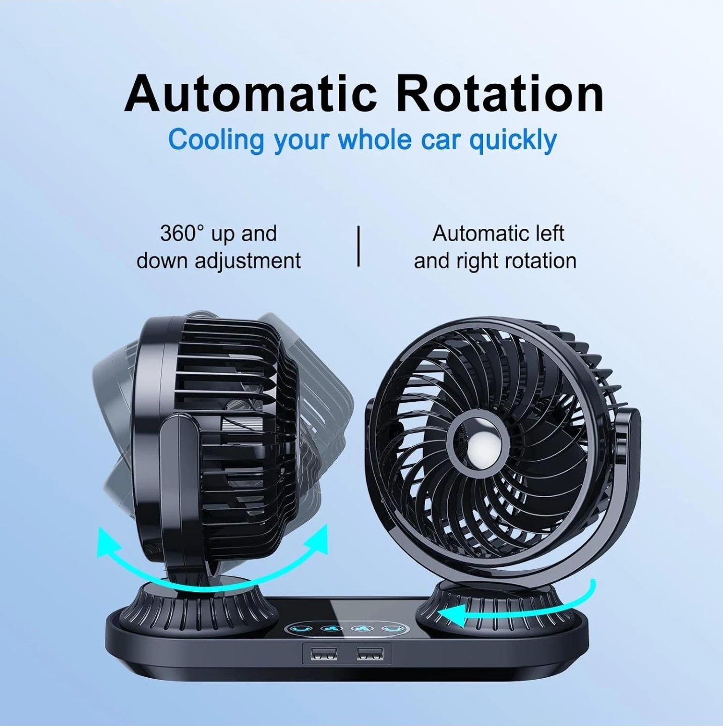 Dual Head Car Fan with 2 USB Ports - photo 5