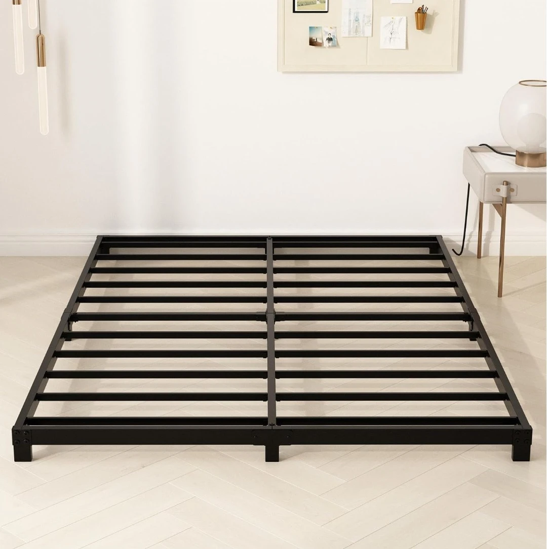 YUSENHEE 4" Low-Profile Queen Metal Platform Bed Frame (Black)