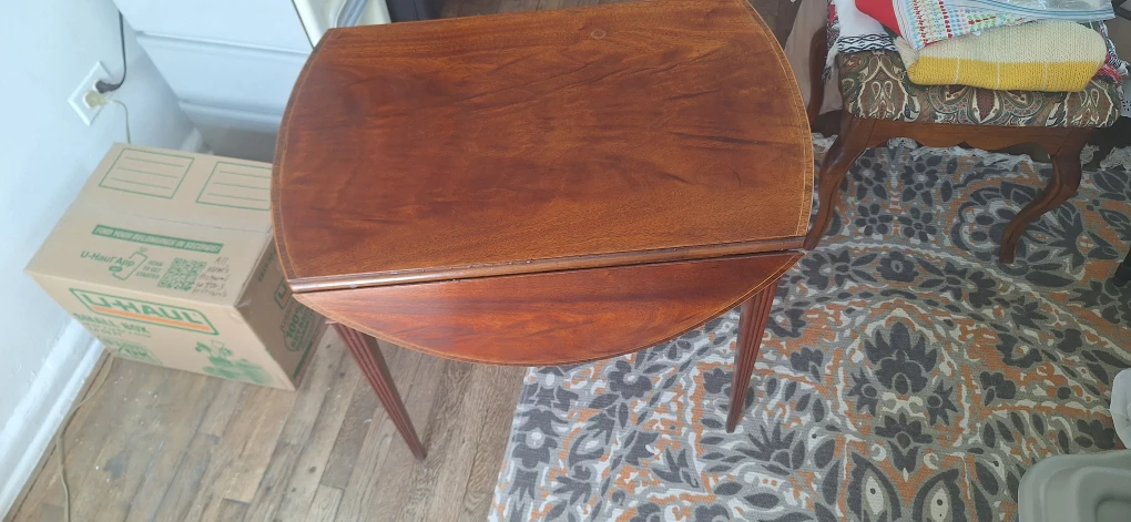Oval Wood Table with Drawer - photo 3