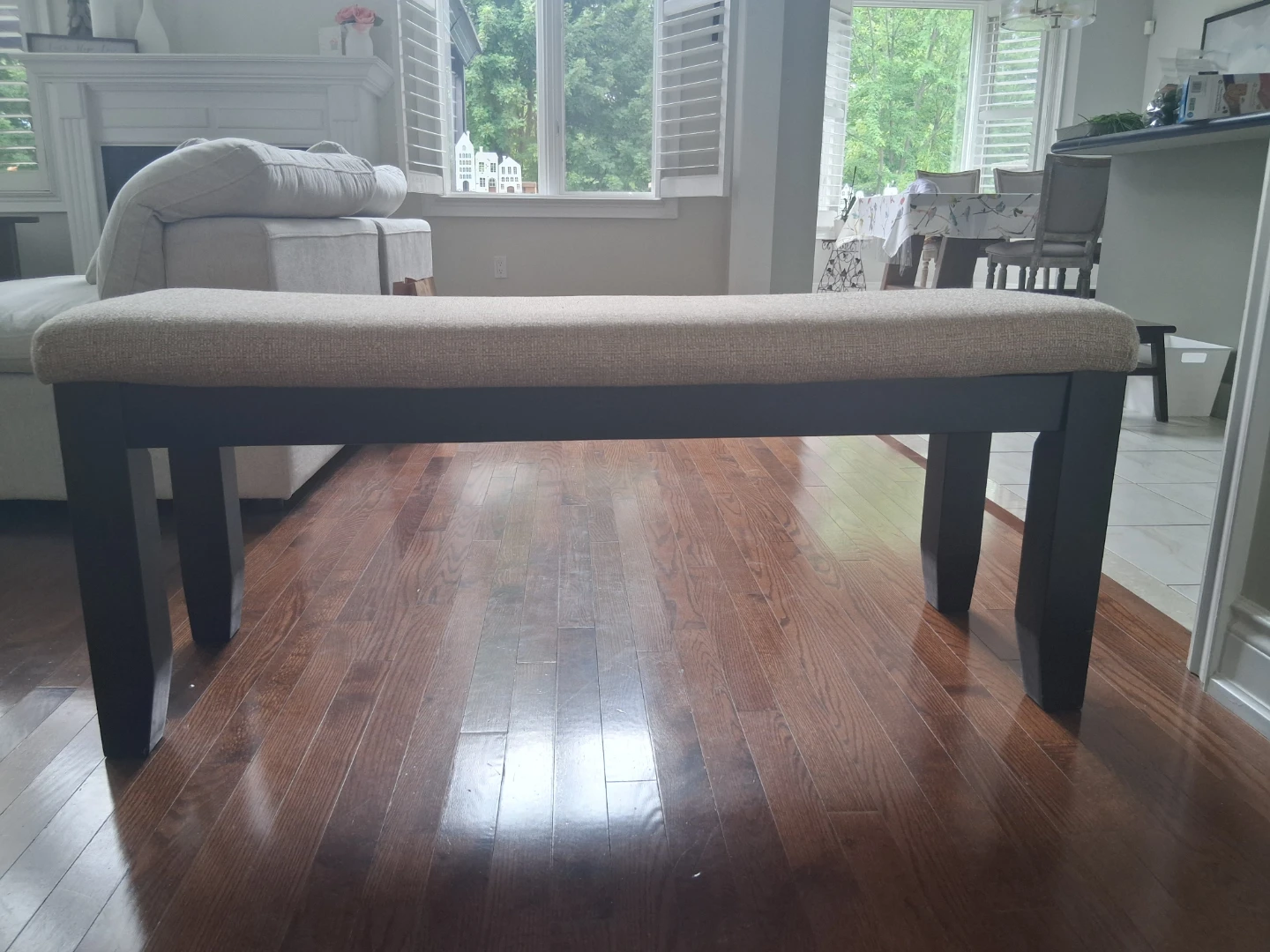 Bench - Upholstered Top, Dark Wood Base - photo 3