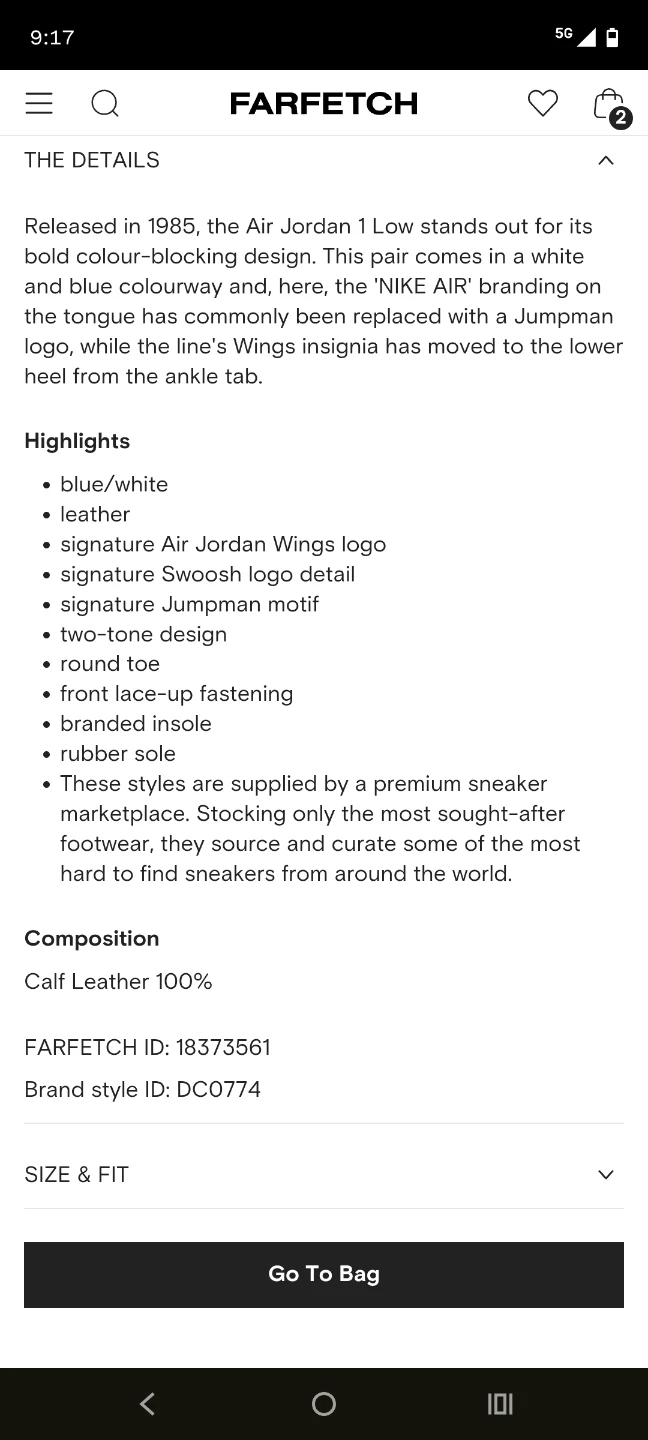 Jordan Air Jordan 1 Low "Marina Blue" Sneakers - photo 4