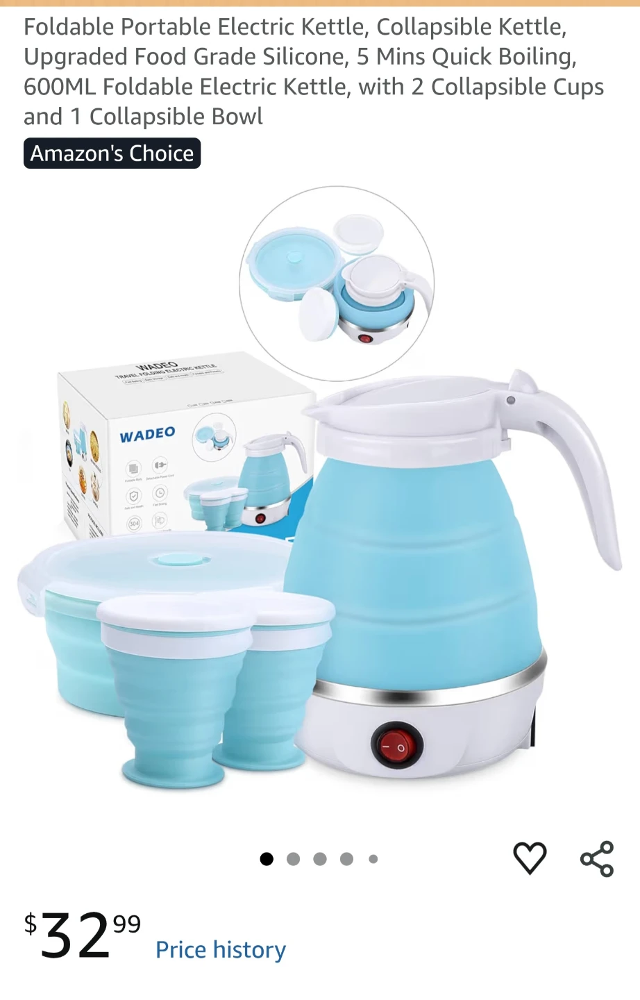 Wadeo Electric Kettle - Travel Folding 600ML - photo 3