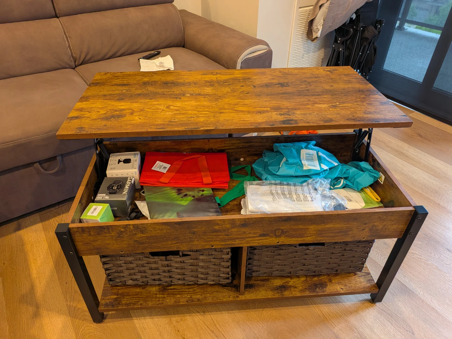 Lift Top Coffee Table with Storage Baskets - photo 3