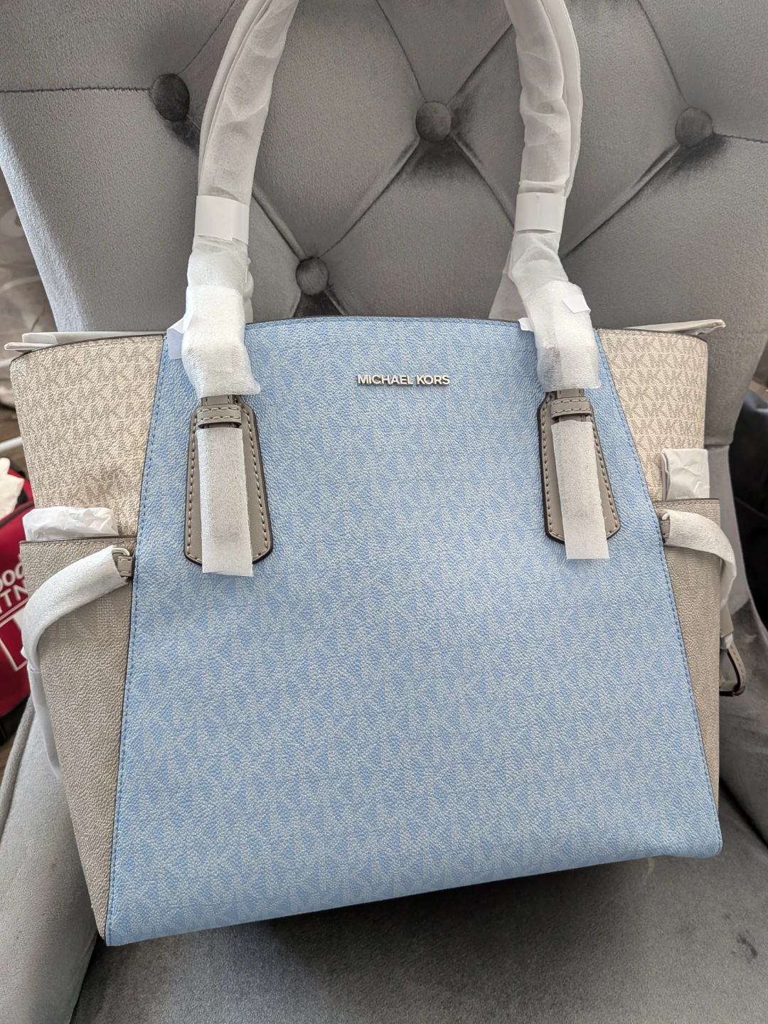 New Michael Kors Tote Bag - Blue/Beige MK Signature