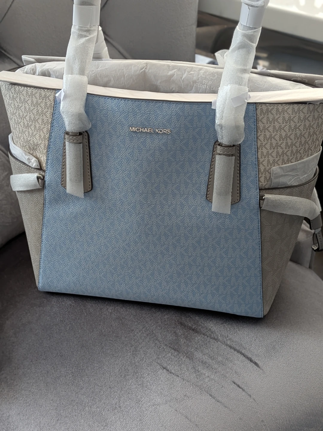 New Michael Kors Tote Bag - Blue/Beige MK Signature - photo 3