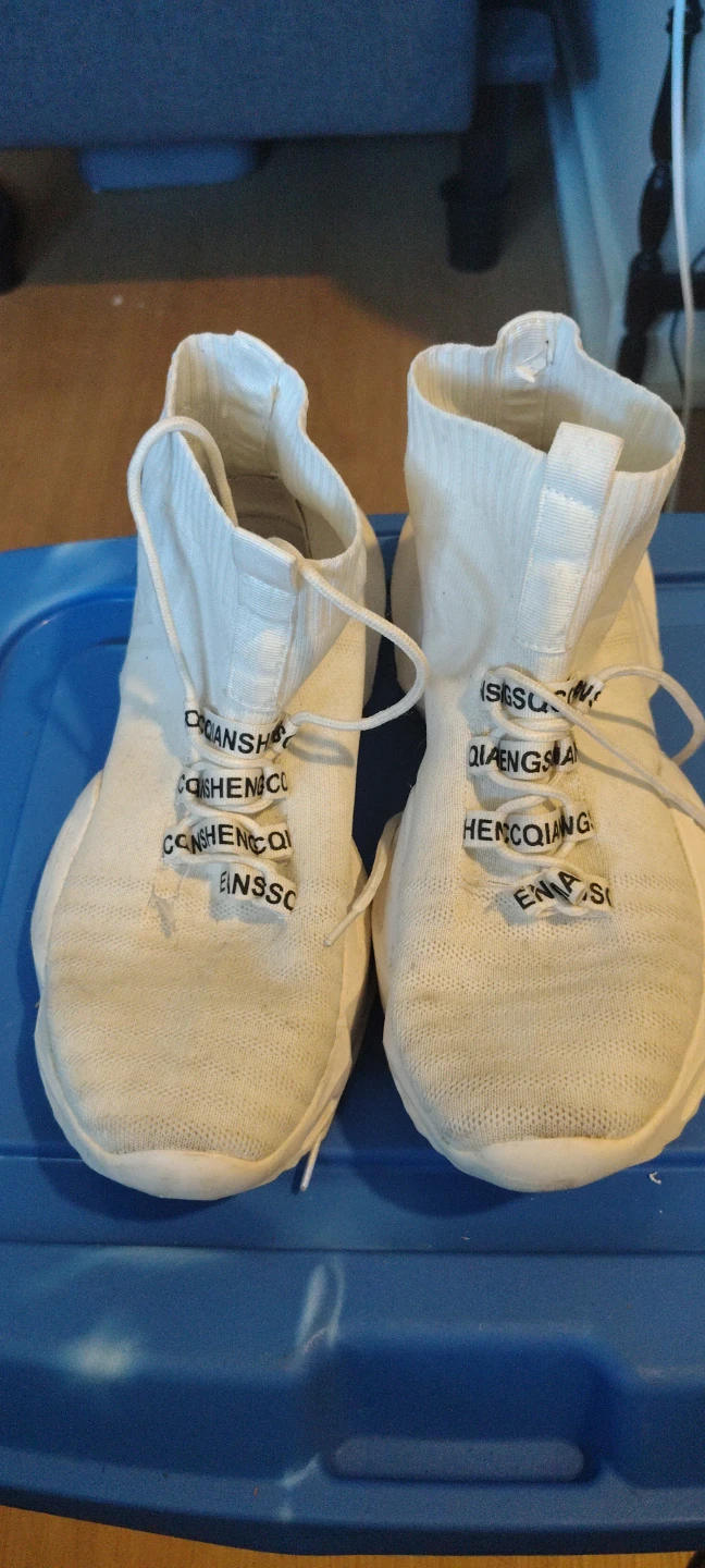 White Knit High-Top Sneakers