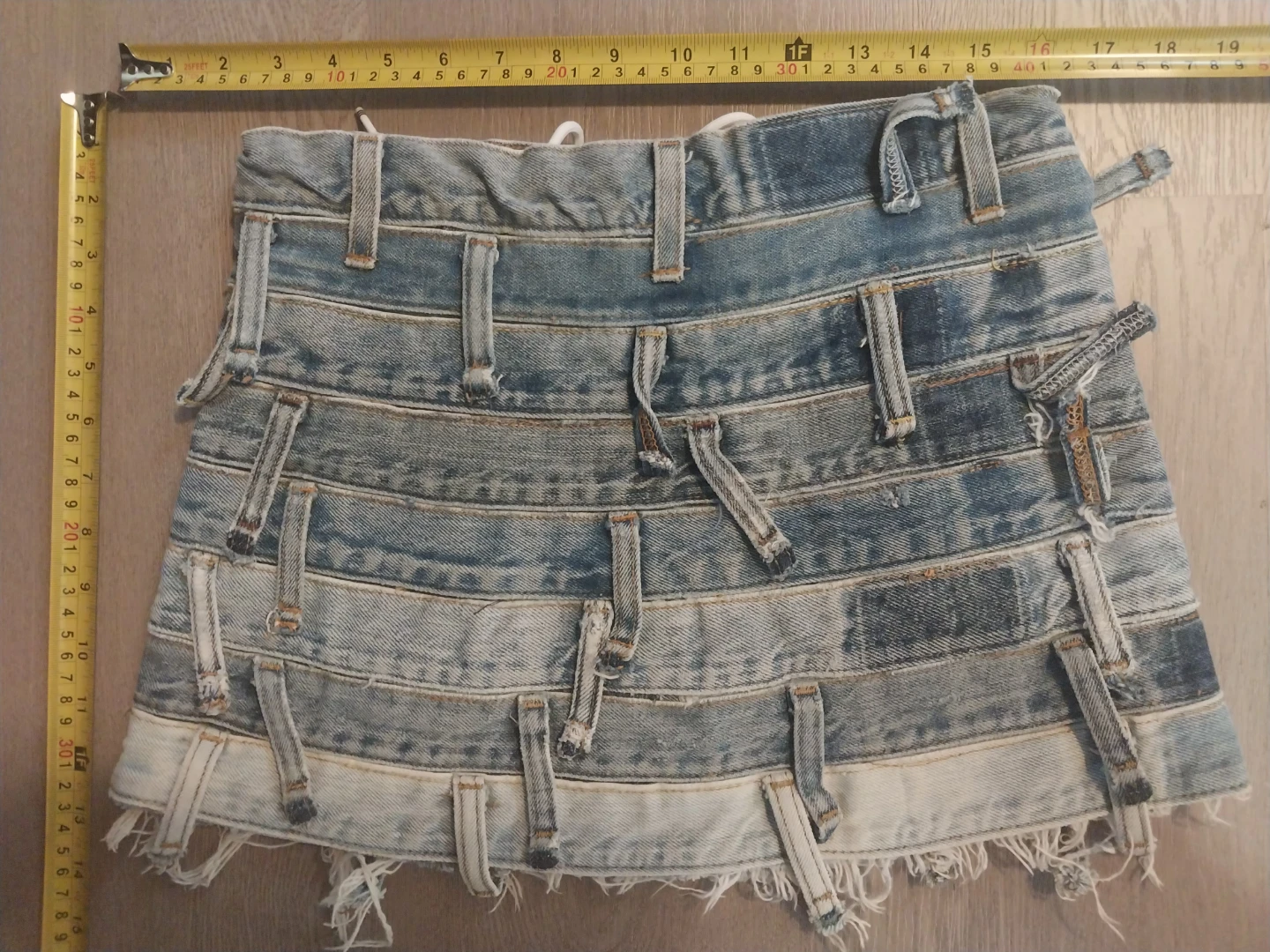 Upcycled Denim Mini Skirt 27" Waist - photo 2