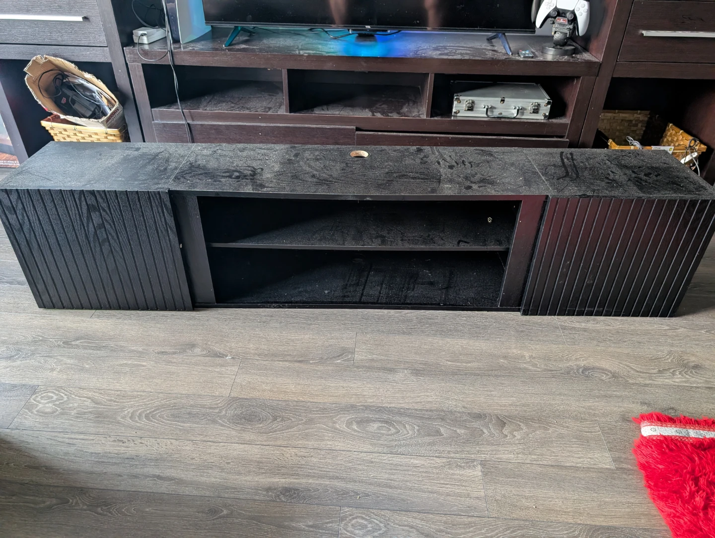 Black Media Console with Sliding Doors