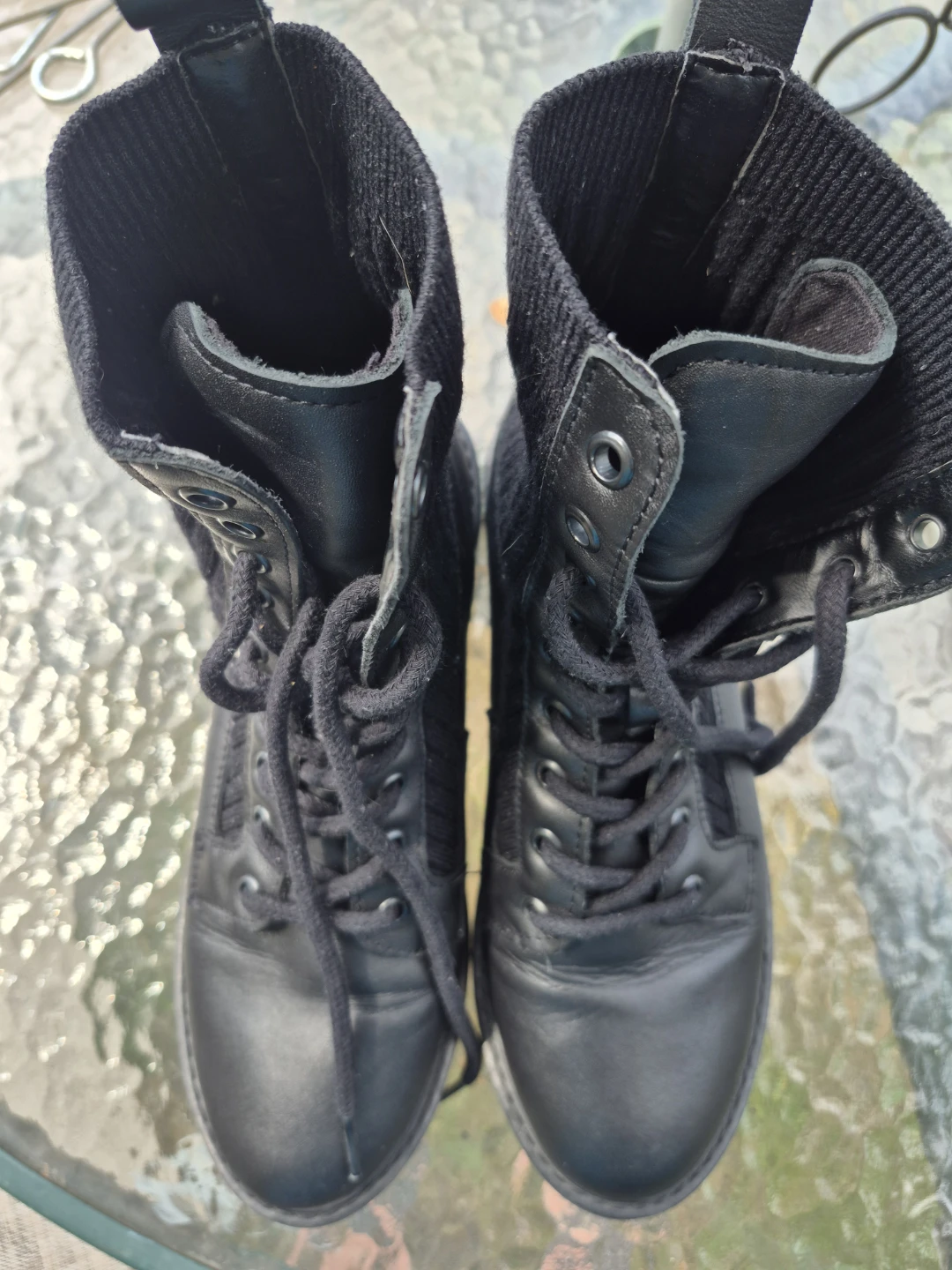 Steve Madden Black Lace-Up Sock Boots - Size 8.5