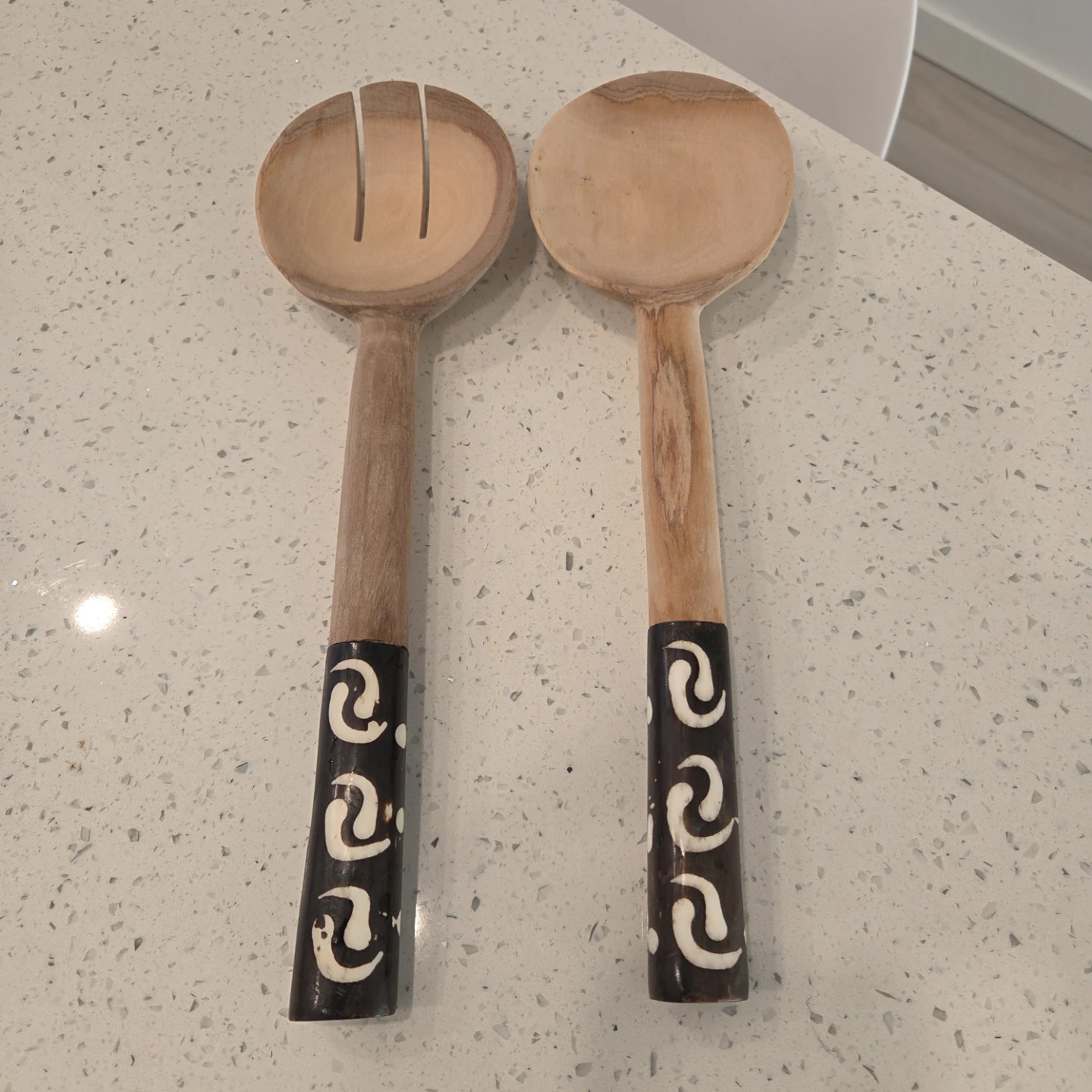 Wooden Salad Servers with Decorative Handles