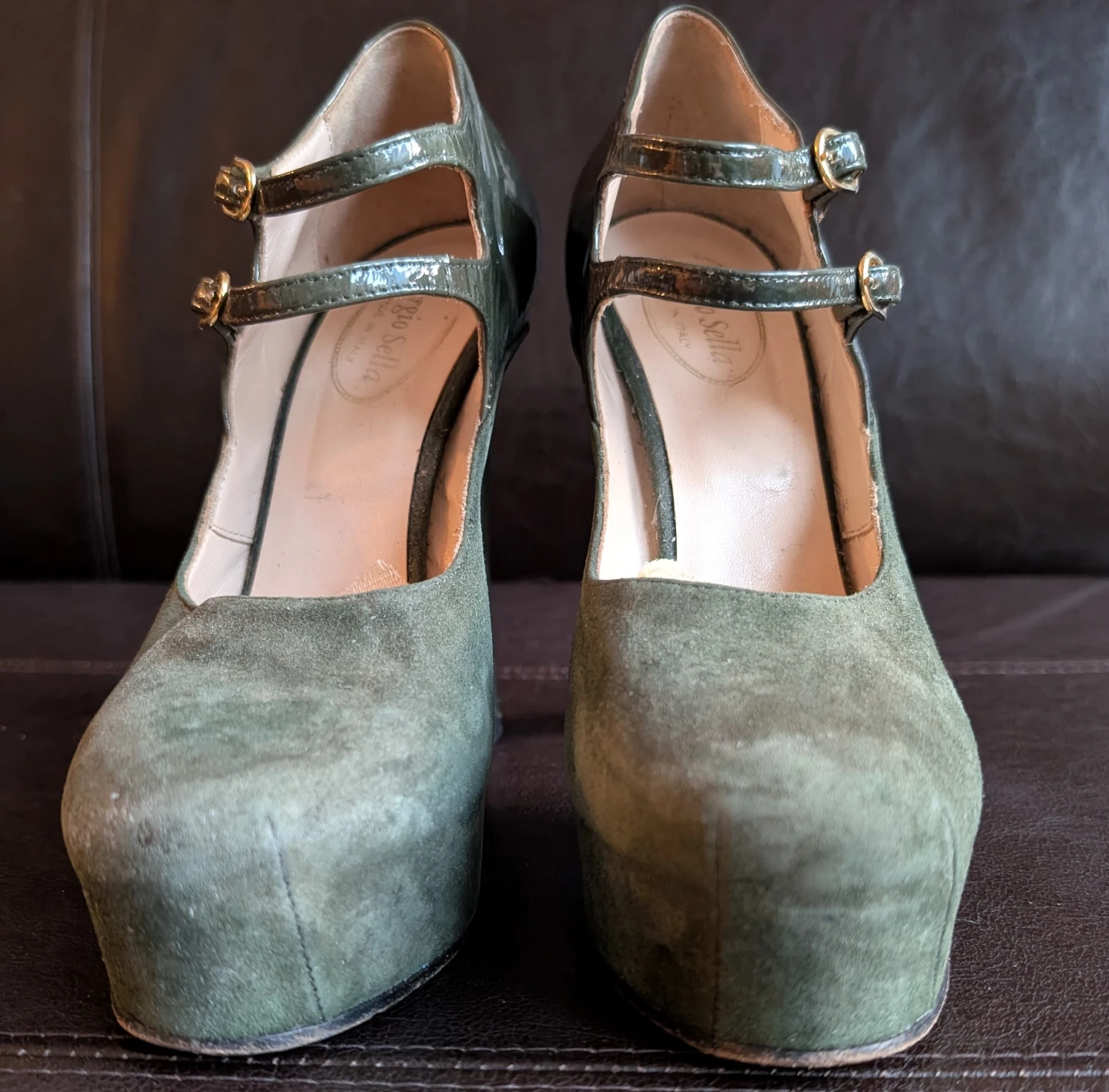 Giorgio Sella Green Platform Heels Size 37