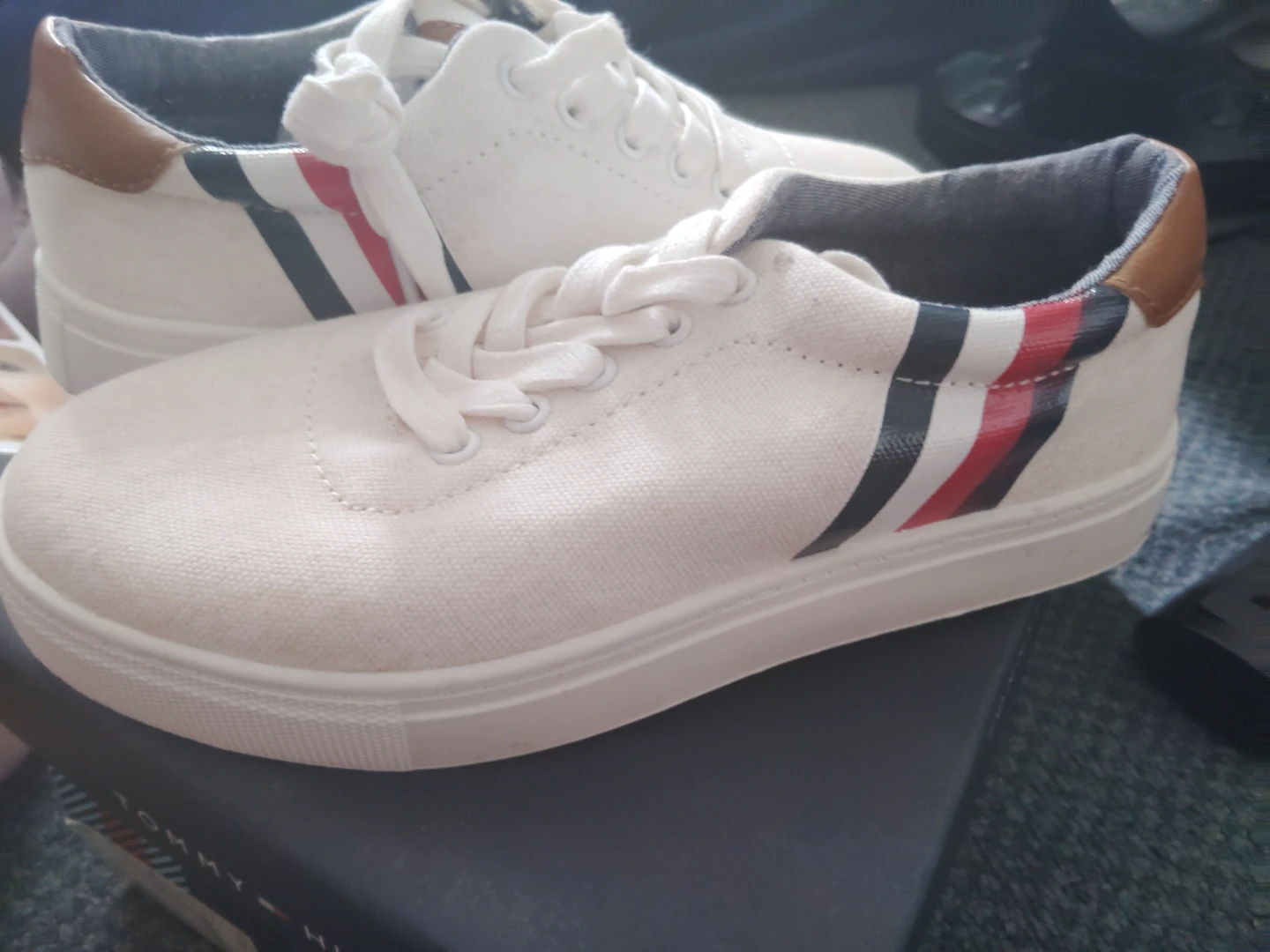 Tommy Hilfiger White Canvas Sneakers Size 3
