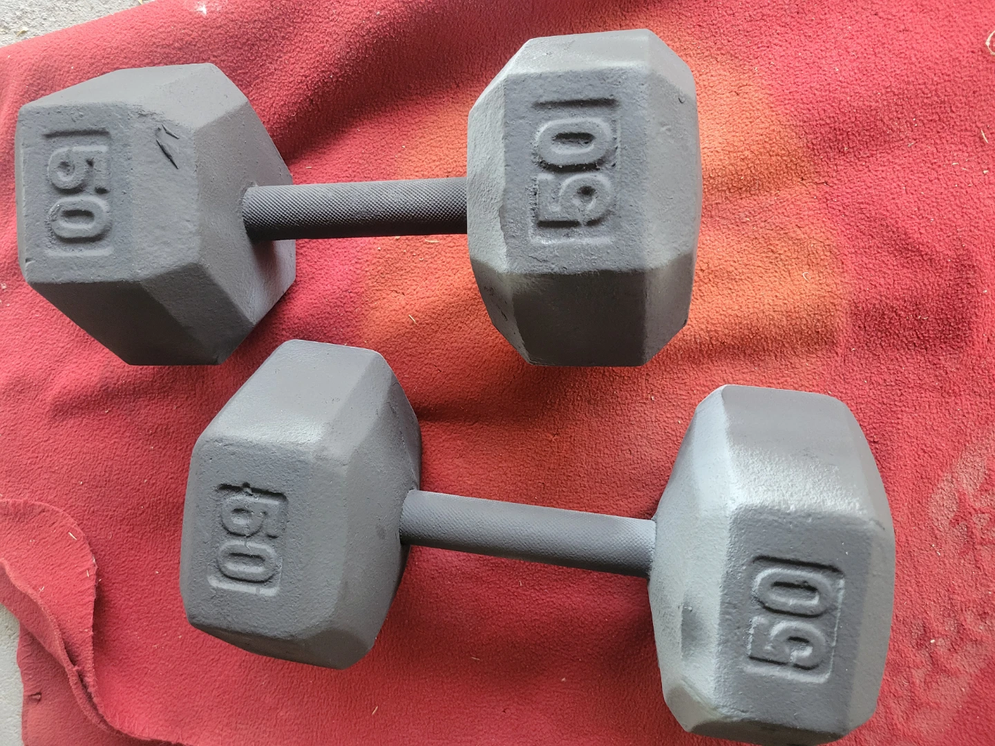 SETS OF 50LB  HEXHEAD DUMBBELLS TOTAL 100LBs
